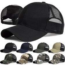 Plain Trucker Hat Mesh Back Snapback Baseball Cap Solid Visor Blank Hats Caps