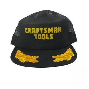 Vintage Craftsman Tools Hat Cap Snap Back Black Scramble Leaf Made In USA - Picture 1 of 12