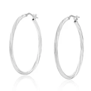 Sterling Silver Twisted 30mm Hoop Earrings - Picture 1 of 3