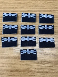Union Jack gewebte ETIKETTEN ZUM EINNÄHEN - schwarz/grau/weiß - 10er Pack - Bild 1 von 3