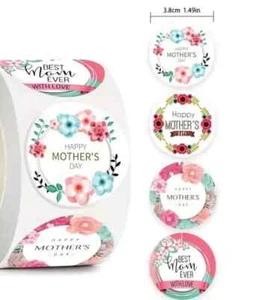 100 Happy Mother's Day ASSORTED 1" STICKERS LABELS SEALS Greeting Card - Picture 1 of 4