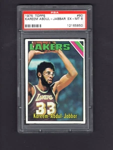 1975 Topps Basketball #90 Kareem Abdul-Jabbar Lakers PSA 6 EX-MT - Picture 1 of 2