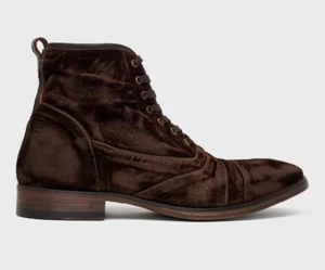 $698 Brand New John Varvatos Collection Fleetwood Lace Velvet Boots 8.5 - Picture 1 of 9