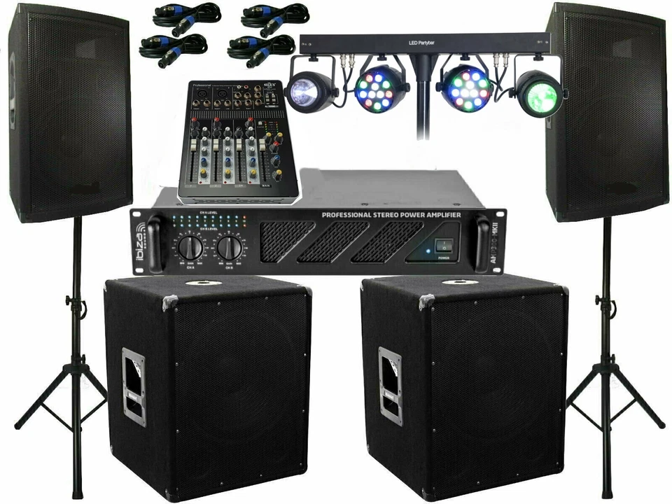 3000 Watt Pa Anlage 3 wege Box USB Musiker Mischpult DJ Licht Light bar LED - Bild 1 von 4