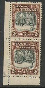COOK ISLANDS 1945 2 Sh indigenous hut wmk 3 U/M pair S.G.144 Cat. GBP 70.-++ - Picture 1 of 1