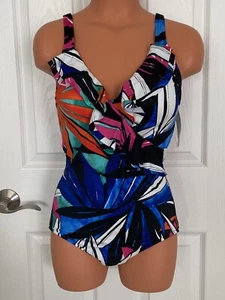 INC 8 to 10 Multicolor 1 Pc V Neck Soft Cup Swimsuit NWT - Picture 1 of 9