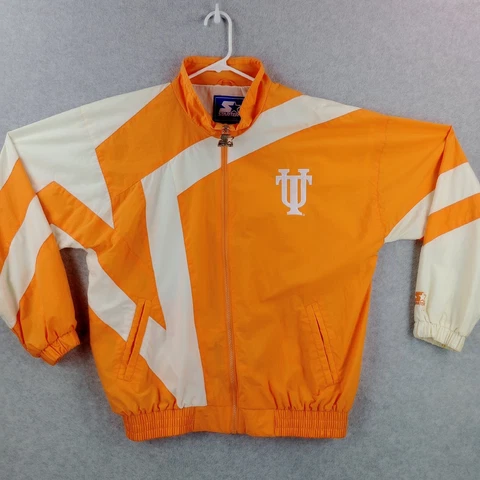 VINTAGE Tennessee Volunteers Starter Track Jacket Mens Large Orange Spellout UT Cover