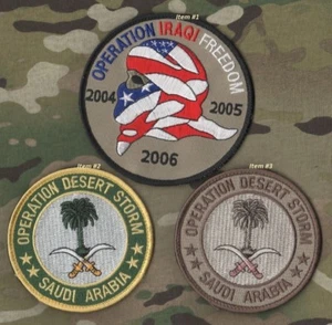 DESERT STORM PERSIAN GULF WAR TROPHY '90 vêlkrö PATCH SET: Item⭐#1 + Item⭐#2 - Picture 1 of 12