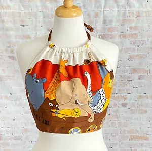 Womens OOAK Retro Noahs Ark Halter Top Size Small - Picture 1 of 8