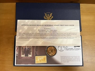 Morgan Mint Ronald Reagan Memorial Stamp First Day Cover 2005 Coin In Box - Image 1 of 4
