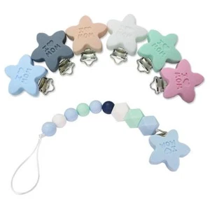 Food grade Silicone Star Baby Pacifier Clip Baby Teething Chew Dummy Clips Cases - Picture 1 of 11