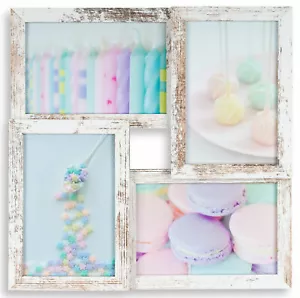 levandeo Bilderrahmen Collage 4 Fotos 10x15 und 13x18 Shabby Chic MDF Holz Glas - Bild 1 von 11