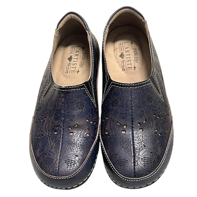 Spring Step L'Artiste Mujer Talla Azul Marino Cuero Floral Repujado 38/7.5 Foto 1 de 4