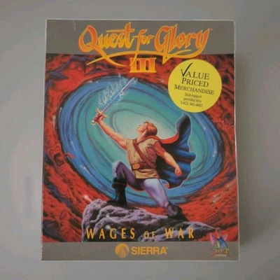 SEALED Sierra Quest for Glory III 3 Wages of War 3.5" DOS Big Box PC 1992 RARE - Image 1 of 4