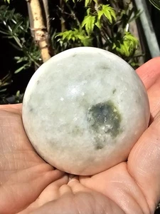 ✨️SALE ✨️ Green White Jade crystal Sphere 208g 4.8cm Luck Prosperity Harmony Orb - Picture 1 of 9