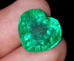 8 Ct Natural Emerald Heart Shape Certified Loose Gemstone – Vivid Green Gem - Picture 1 of 16