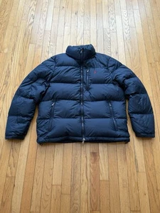 Polo Ralph Lauren Performance Puffer Daunenjacke Mantel Navy Rot Pony Reißverschlusstaschen - Bild 1 von 12