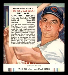 1954 Red Man NL w Tab #6 Ted Kluszewski EX+ J3399862 - Picture 1 of 3