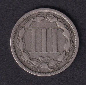 United States 1866 3c Three Cent Nickel Coin Minted In Philadelphia .900 Silver - Picture 1 of 2