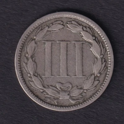 United States 1866 3c Three Cent Nickel Coin Minted In Philadelphia .900 Silver - Image 1 of 2