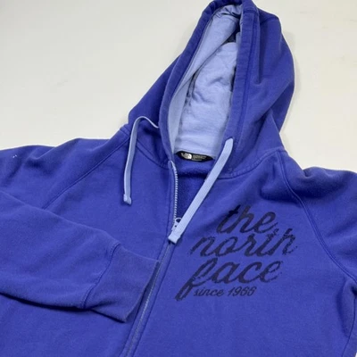Sudadera con Capucha The North Face Para Mujer Grande Azul Púrpura Cremallera Completa Forrada de Vellón Gráfico Foto 1 de 4