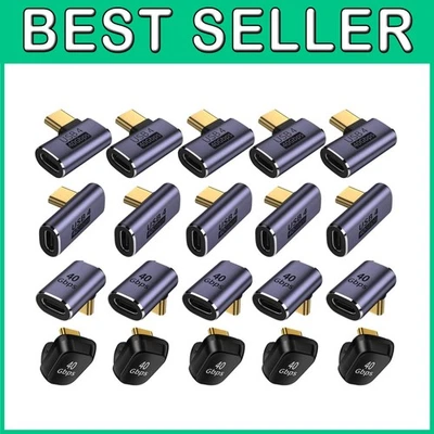 USB C Adapter Extender 100W 40Gbps 90/180° Right Angle 5 Set - Image 1 of 4