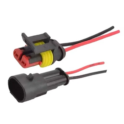 Electrical Wire Cable 2Pin Connector Plug Kit Male Female Waterproof New - Image 1 of 4