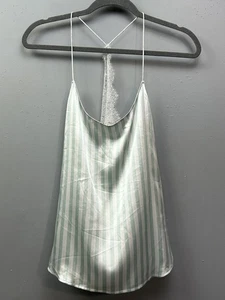 Victoria's Secret Camisole Womens Large Striped Lace Satin Pajama Top - Picture 1 of 8