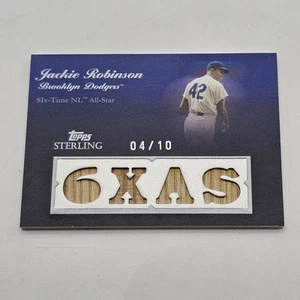 2008 TOPPS STERLING Six Time All Star JACKIE ROBINSON DODGERS GU MULTI BAT #4/10 - Foto 1 di 2