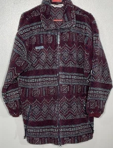 Vintage 80s 90s COLUMBIA Sportswear Fleece Jacket Aztec Print Womens Large Japan - Picture 1 of 12