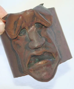 VINTAGE KUNSTHANDWERK GROTESKE GESICHT MANSCHETTE KUPFER STATEMENT STÜCK HANDGEFERTIGTES ARMBAND - Bild 1 von 18
