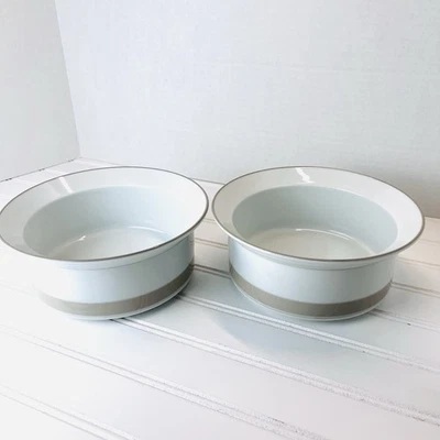 Vtg 2 DANSK Concerto Allegro Taupe Porcelain 8” Vegetable Serving Bowls - Japan - Image 1 of 4