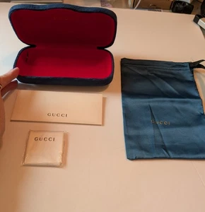 NUEVO ESTUCHE GRANDE AZUL GUCCI AUTÉNTICO GAFAS GAFAS GAFAS GAFAS DE SOL ESTUCHE CON TELA - Imagen 1 de 7
