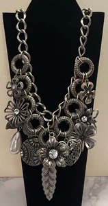 Silver Tone Rhinestone Charm Chain Necklace Jewelry Gar4-75 - Picture 1 of 22