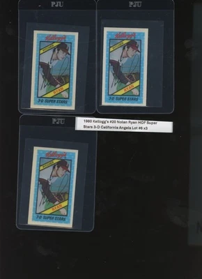 1980 KELLOGG'S #20 NOLAN RYAN HOF Super Stars 3-D California Angels Lot #6 x 3 - Image 1 of 2
