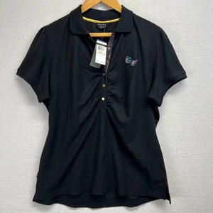 Vintage Y2K Coogi Damen schwarz Strass verziert Polo Shirt Stil Top 2X - Bild 1 von 10