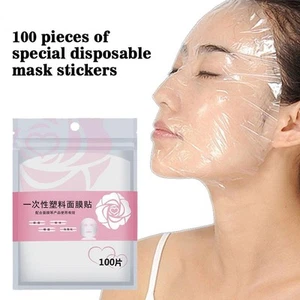 100x Disposable Face Plastic Film Full Face Cleaner Wrap Mask Mask Sticker L8W6 - Picture 1 of 9