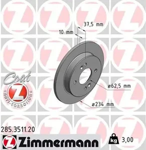 2x Disco de freno macizo 285.3511.20 ZIMMERMANN para KIA HYUNDAI - Imagen 1 de 1
