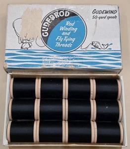 Menge 12 Gudebrod Rod Wrapping Gudewind Faden Schwarz Neu 50 Yard Spulen Angeln - Bild 1 von 7
