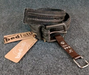 BedStu Men's Drifter Black Leather Belt Distressed Belt Size 34" NWT - Picture 1 of 9