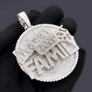 5AAA+ CZ Hop Hip Ice Out Money And Family Pendant Necklace 24k Real Gold Plated - Picture 1 of 11