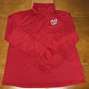 Washington Nationals Sweater Mens XL Red 1/4 Zip Pullover MLB Dri-Fit Nike - Picture 1 of 11