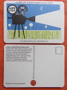Bierdeckel Postkarte ~*~ NEU BELGIEN Clips des Glaubens Bier & Film Tour ~ COLORADO - Bild 1 von 2