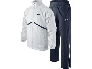 Nike Authentic Boy's Woven Warm Up White Navy 2 Piece Set Dri-Fit 448700 M-L - Picture 1 of 1