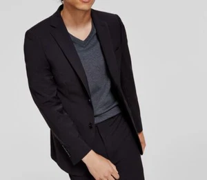 Calvin Klein Men's Black Skinny-Fit Stretch 2-Piece Jacket/Pants Suit Size 44R - Picture 1 of 6