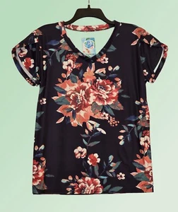 THE COY POND BOUTIQUE XL (14/16) Petal Sleeves Black Tee Top - Picture 1 of 3