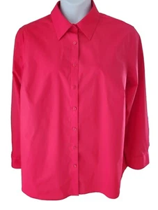 Jones New York Woman Stretch Easy Care Shirt Plus Size 2X Pink Red Long Sleeve - Picture 1 of 12