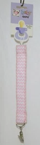 Ganz HE10043 Baby Girl Pink White Chevron Pacifier Clip - Picture 1 of 5
