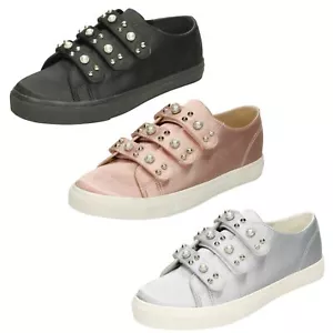 Ladies Spot On Pearl - Strap Trainers F8R0359 - Picture 1 of 28