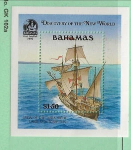 BAHAMAS Sc 729 NH BLOCK von 1991 - ENTDECKUNG AMERIKAS - SCHIFFE. Sc$13 - Bild 1 von 1